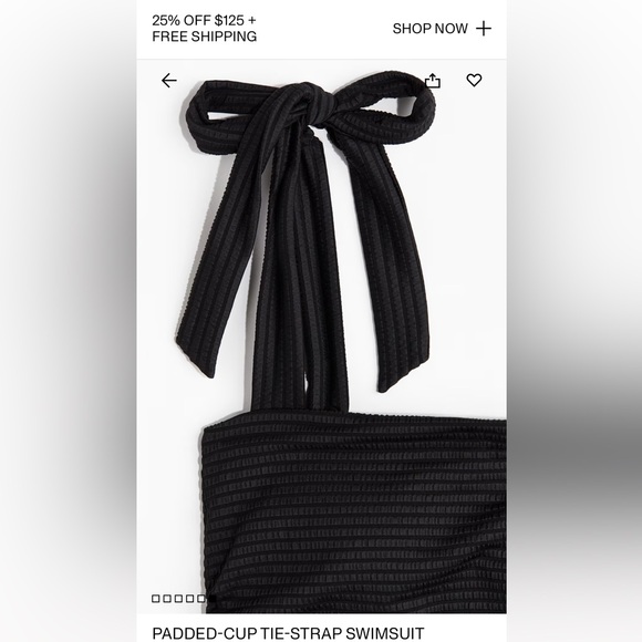 H&M Black Tie-Strap One Piece Swimsuit - NWT - Picture 5 of 5